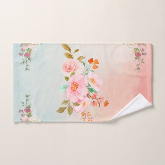Floral roze design, bloeiende bloemen bad handdoek (Handdoek)
