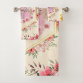 Floral roze design, lentemeel bad handdoek (Insitu)