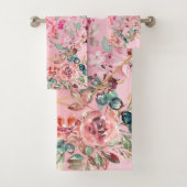 Floral roze design, roze Floral Wreator Bad Handdoek (Insitu)