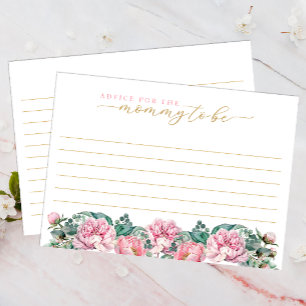 Floral Roze en Goud Baby shower Advies Kaart voor  Notitiekaartje