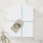 Floral  Roze en groen Gift Label Cadeaulabel (Met Touw)