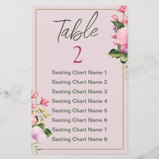 Floral Roze en Groene Douche Zitkaart (Achterkant)