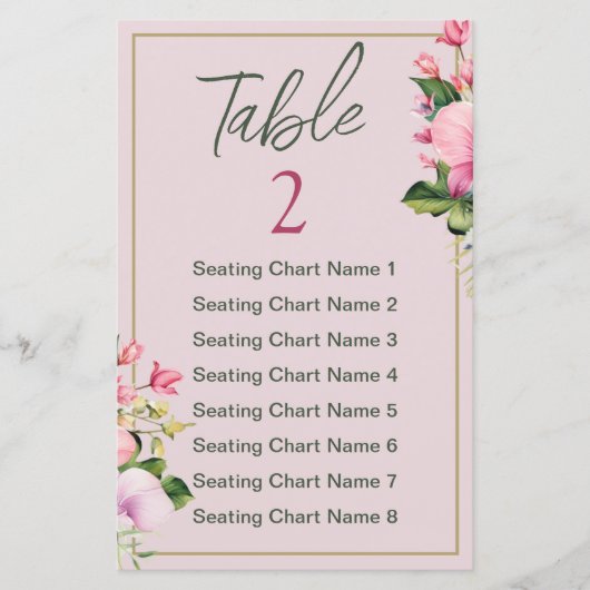 Floral Roze en Groene Douche Zitkaart (Voorkant)