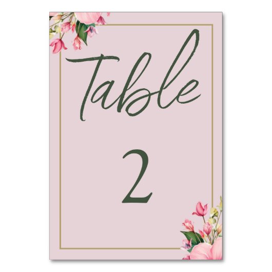 Floral Roze en Groene Tafel Kaart (Voorkant)