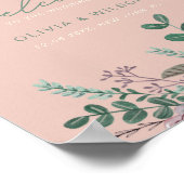 Floral roze eucalyptusbruiloft welkom poster (Hoek)