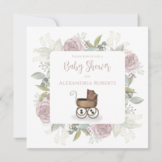 Floral Roze Floral Cadeaus QR-code Kaart (Voorkant)