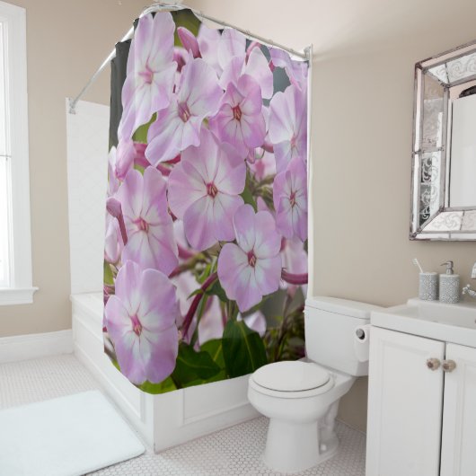 Floral roze fotografie douchegordijn (In situ)