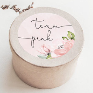 Floral roze geslacht onthullen team meisje, team r ronde sticker