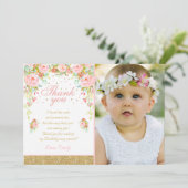 Floral Roze Gold Hartelijk dank Roze & Gold-kaart Bedankkaart (Staand voorkant)