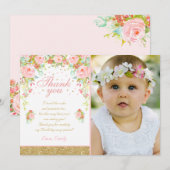 Floral Roze Gold Hartelijk dank Roze & Gold-kaart Bedankkaart (Voorkant / Achterkant)