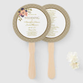 Floral roze goud bruiloft programma handwaaier (Voorkant en achterkant)