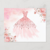 Floral roze goud prinses verjaardag quinceanera flyer (Achterkant)