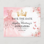 Floral roze goud prinses verjaardag quinceanera flyer (Voorkant)