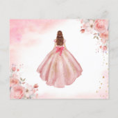 Floral roze goud prinses verjaardag quinceanera flyer (Achterkant)