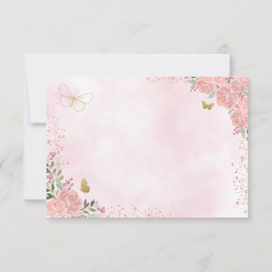 Floral roze goud prinses verjaardag quinceanera save the date (Achterkant)
