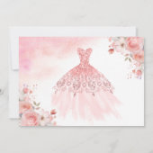 Floral roze goud prinses verjaardag quinceanera save the date (Achterkant)
