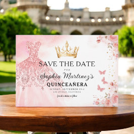 Floral roze goud prinses verjaardag quinceanera save the date