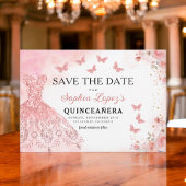 Floral roze goud prinses verjaardag quinceanera save the date