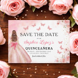 Floral roze goud prinses verjaardag quinceanera save the date<br><div class="desc">Vier in stijl met de Floral Pink en Gold Princess Birthday Quinceañera uitnodiging. Dit elegante ontwerp is voorzien van zachte roze bloemen in combinatie met luxe gouden accenten, perfect voor een vorstelijke en gedenkwaardige 15e verjaardag. De uitnodiging belichaamt genade en sophisticatie, geschikt voor een prinses. De delicate bloemendetails en glinsterende...</div>