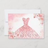 Floral roze goud prinses verjaardag quinceanera save the date (Achterkant)