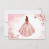 Floral roze goud prinses verjaardag quinceanera save the date (Achterkant)