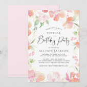 Floral roze goud van de virtuele feestdag kaart (Voorkant / Achterkant)