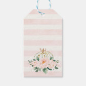 Floral roze gouden pompoen Verjaardag dank u Label Cadeaulabel (Achterkant)