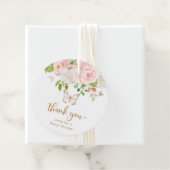 Floral roze goudvlinder bedankt bedankjes labels (In situ)