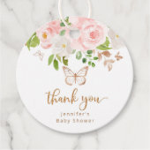 Floral roze goudvlinder bedankt bedankjes labels (Voorkant)