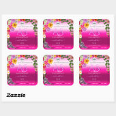 Floral roze gradiënt Product Labels Monogram Logo (Vel)