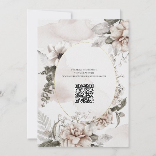 Floral roze grijze botanische Waterverf bruiloft Save The Date (Achterkant)