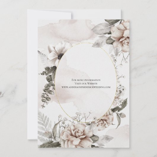 Floral roze grijze botanische Waterverf bruiloft Save The Date (Achterkant)