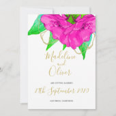 Floral roze groen goud moderne legante bruiloft kaart (Voorkant)