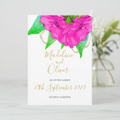 Floral roze groen goud moderne legante bruiloft kaart (Staand voorkant)