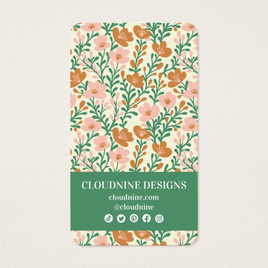 Floral Roze Groene Oorbel Sieraden Display Kaart (Achterkant)