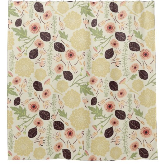 Floral roze groene roompatroonbloemen afspelen douchegordijn (Voorkant)