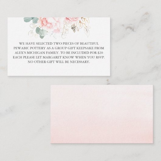 Floral Roze Groep Gift Enclosure Kaart (Voorkant / Achterkant)