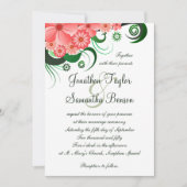 Floral roze Hibiscus 5" x 7" bruiloft uitnodiginge Kaart (Voorkant)