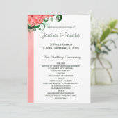 Floral roze Hibiscus bruiloft programma Sjablonen (Staand voorkant)