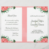 Floral roze Hibiscus bruiloft programma Sjablonen (Voorkant)