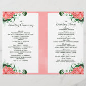 Floral roze Hibiscus bruiloft programma Sjablonen (Achterkant)