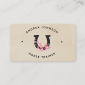 Floral roze Hoefijzer Boerderij Rangschikt Instruc Visitekaartje (Voorkant)