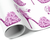Floral roze hoge hiel-schoenen cadeaupapier (Rol Hoek)