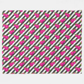 Floral roze in een verticale streep fleece deken (Voorkant (Horizontaal))