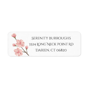 Floral roze kersenbloesem bloemen bruiloft etiket