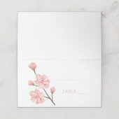 Floral roze kersenbloesem bloemen bruiloft plaatskaartje (Buitenkant ongevouwen)