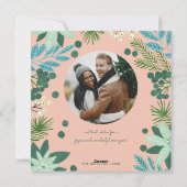 Floral roze kerstfoto-feestkaart feestdagenkaart (Achterkant)