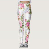  Floral roze Leggings (Voorkant)