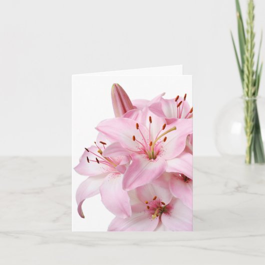Floral roze Lily-ventilator leeg Bedankkaart (Voorkant)