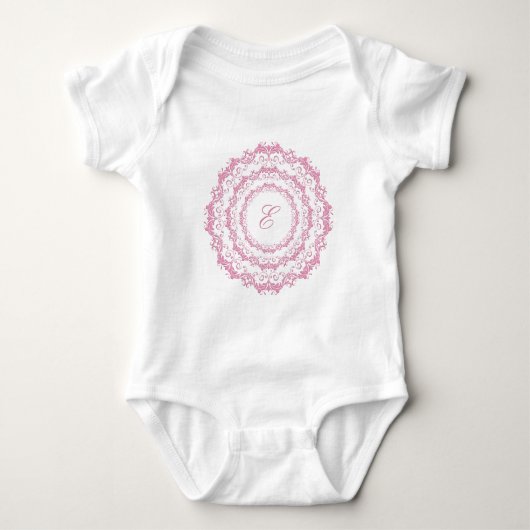 Floral roze mandala. Naam. Romper (Voorkant)